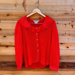 Vintage 70s Red Polka Dot Blouse